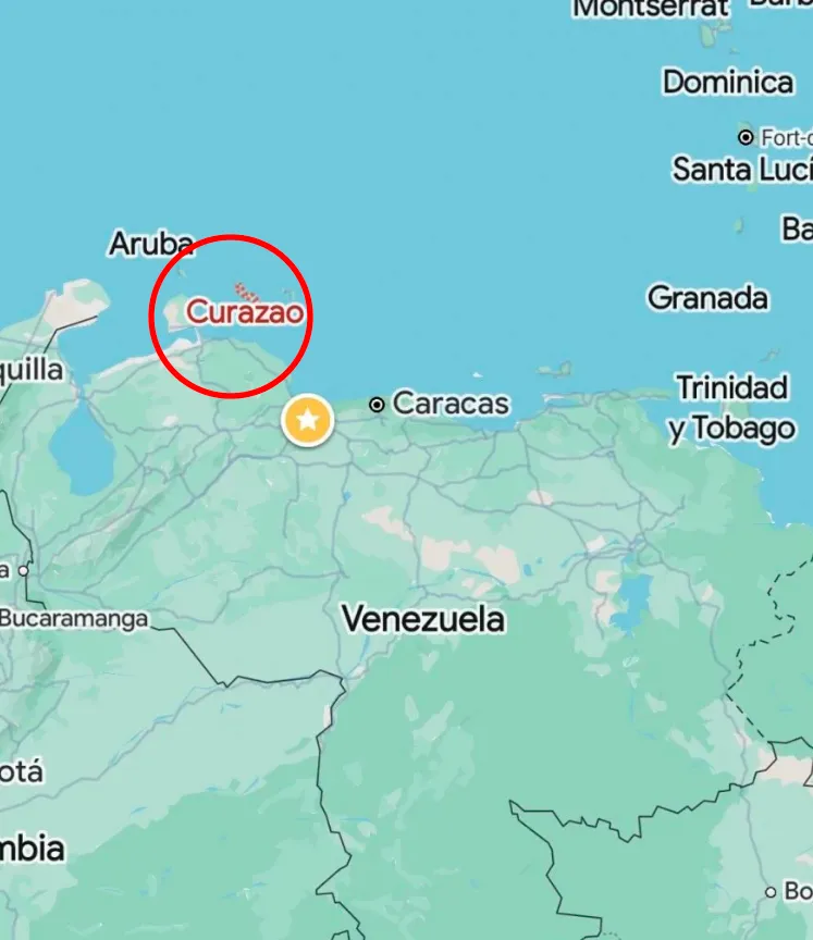Ubicación de Curazao en el mapa (Foto: captura de mapa)
