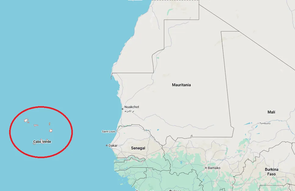 Ubicación de Cabo Verde en el mapa. [Foto: Captura de mapa]
