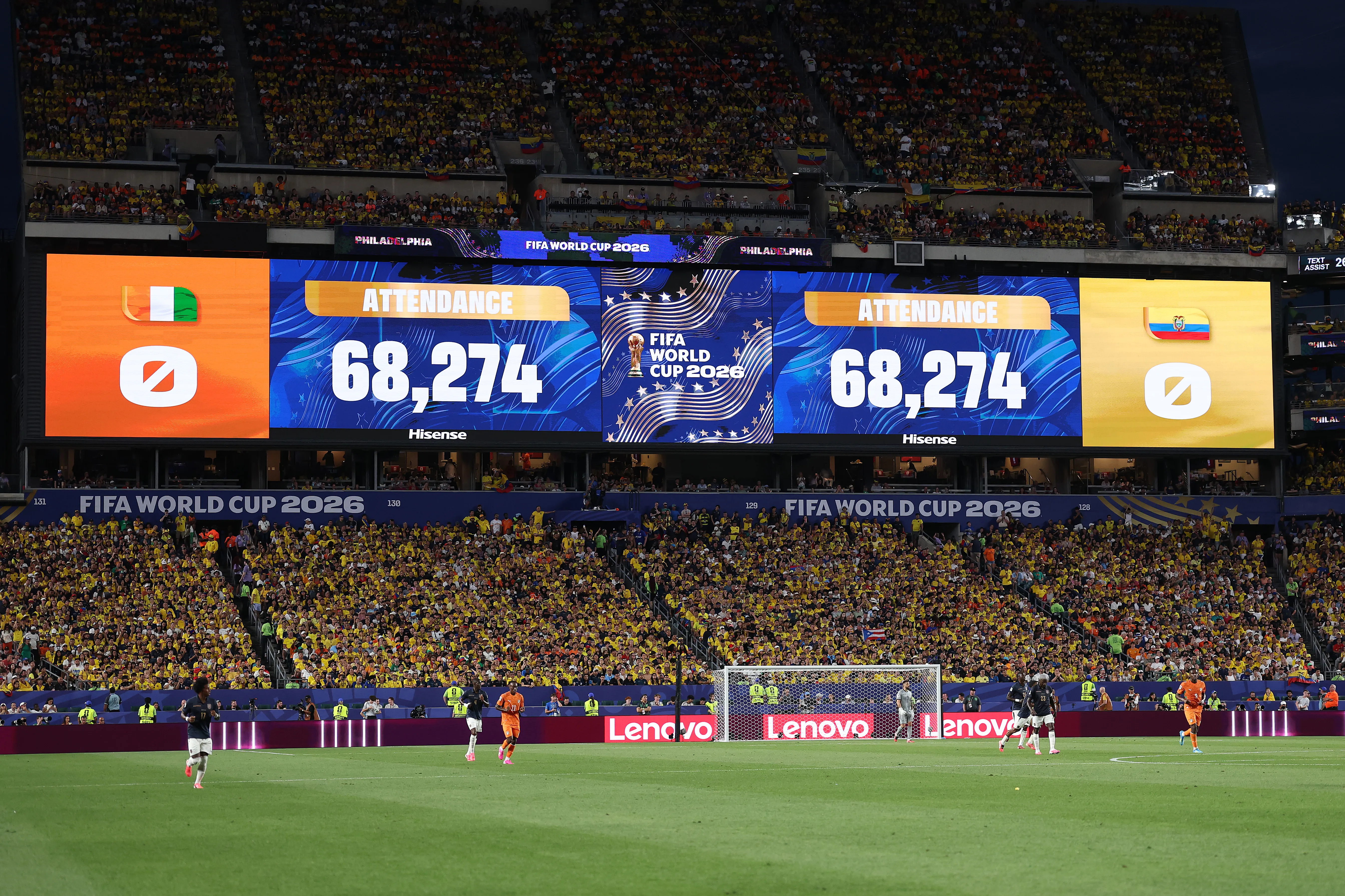 El Estadio Philadelphia estuvo casi lleno en el partido entre Costa de Marfil y Ecuador (Getty Images)