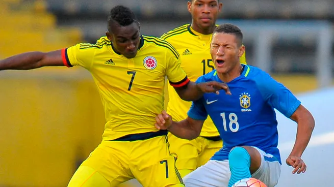 Julián Quiñones, con la camiseta de la Selección Colombia, en el Sudamericano Sub-20 de 2017 (Getty Images)
