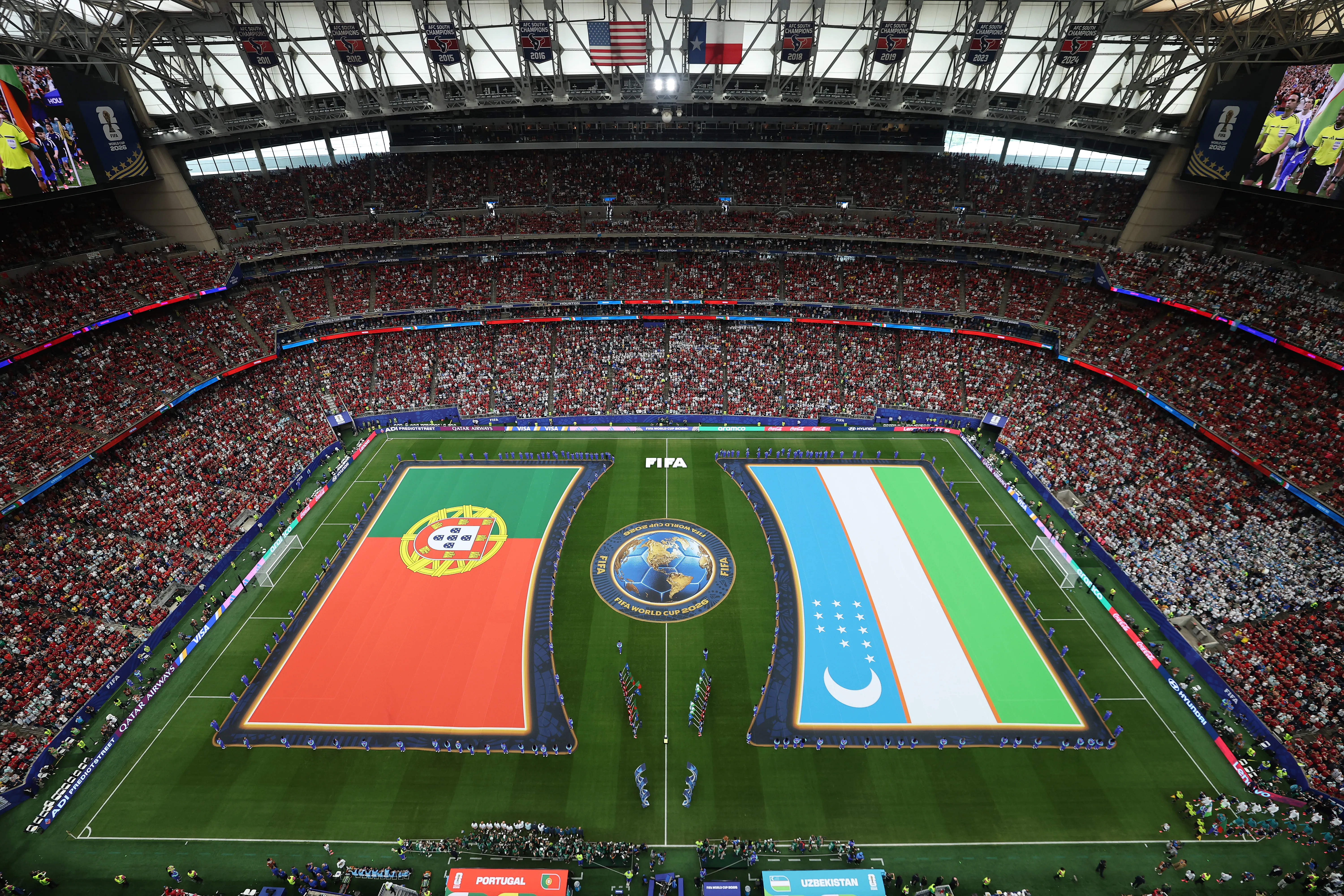 El partido entre Portugal y Uzbekistán en el Estadio Houston (Getty Images)