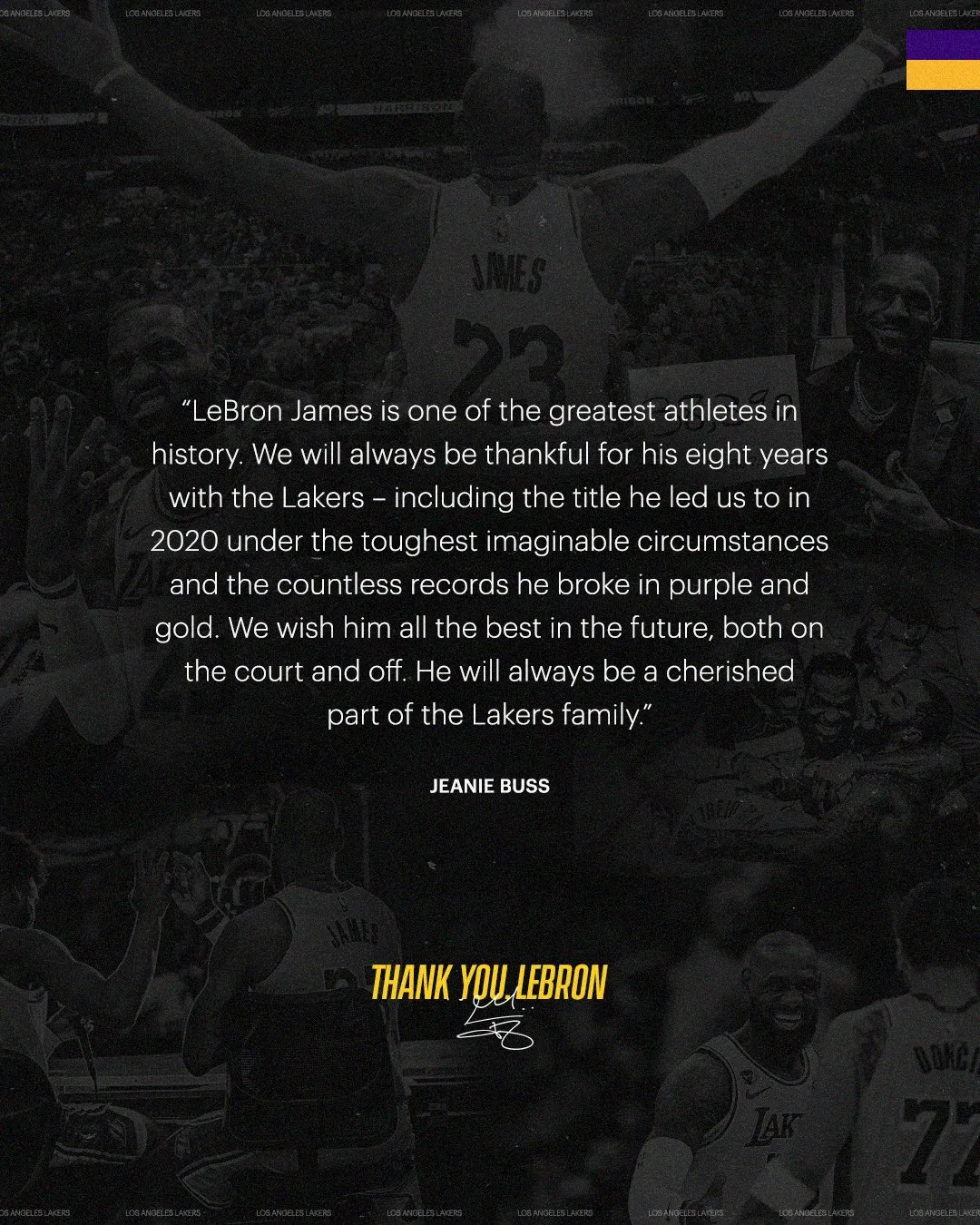 La carta de despedida de Lakers para LeBron James (@Lakers)