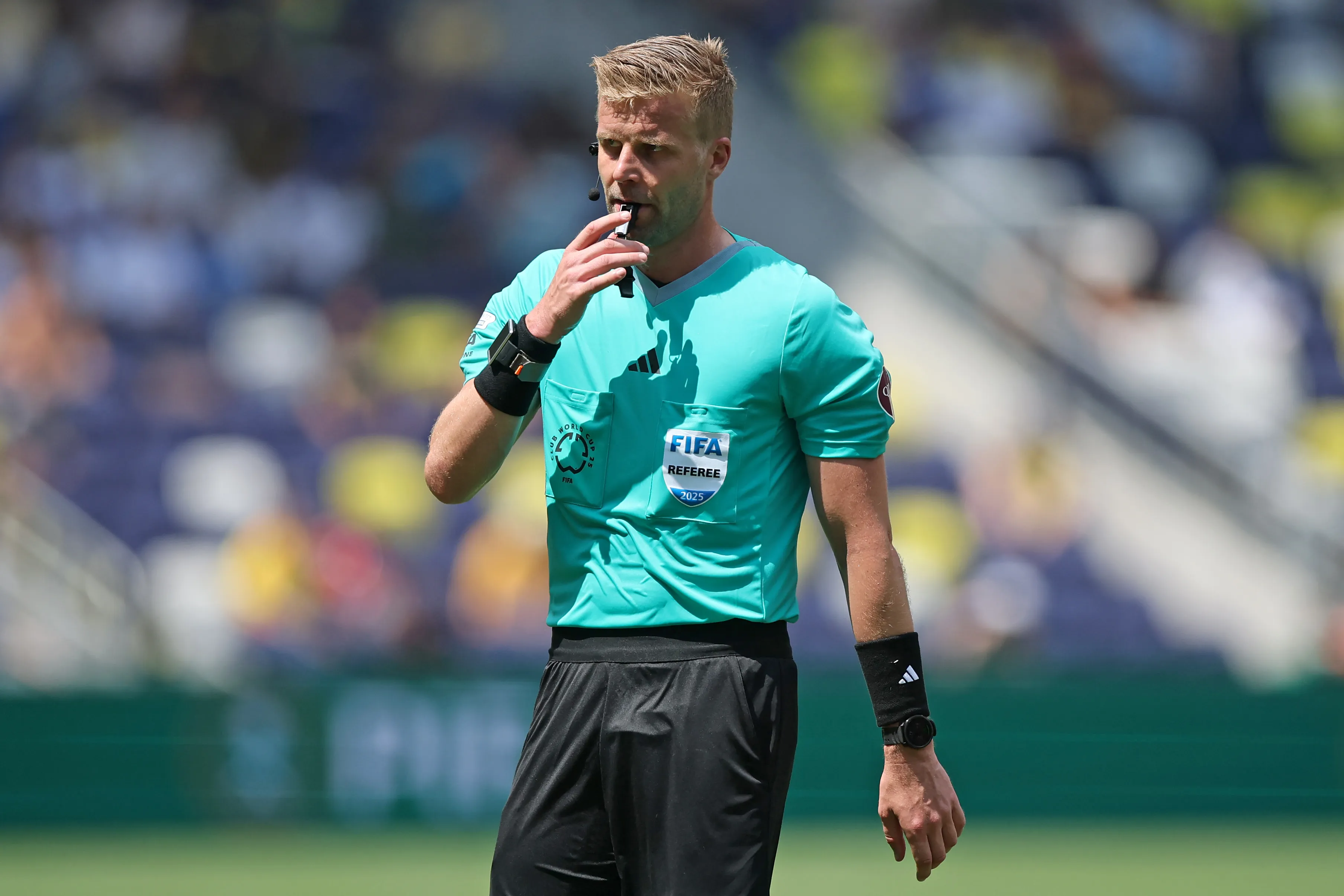 Glenn Nyberg dirige su tercer partido mundialista en España vs. Austria (Getty Images)