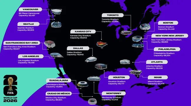 Todos los estadios del Mundial 2026 (Foto: FIFA)
