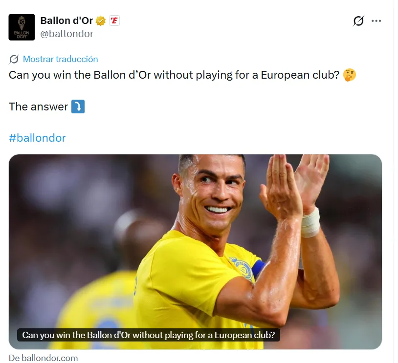 La publicación del Balón de Oro para responder la pregunta (X)