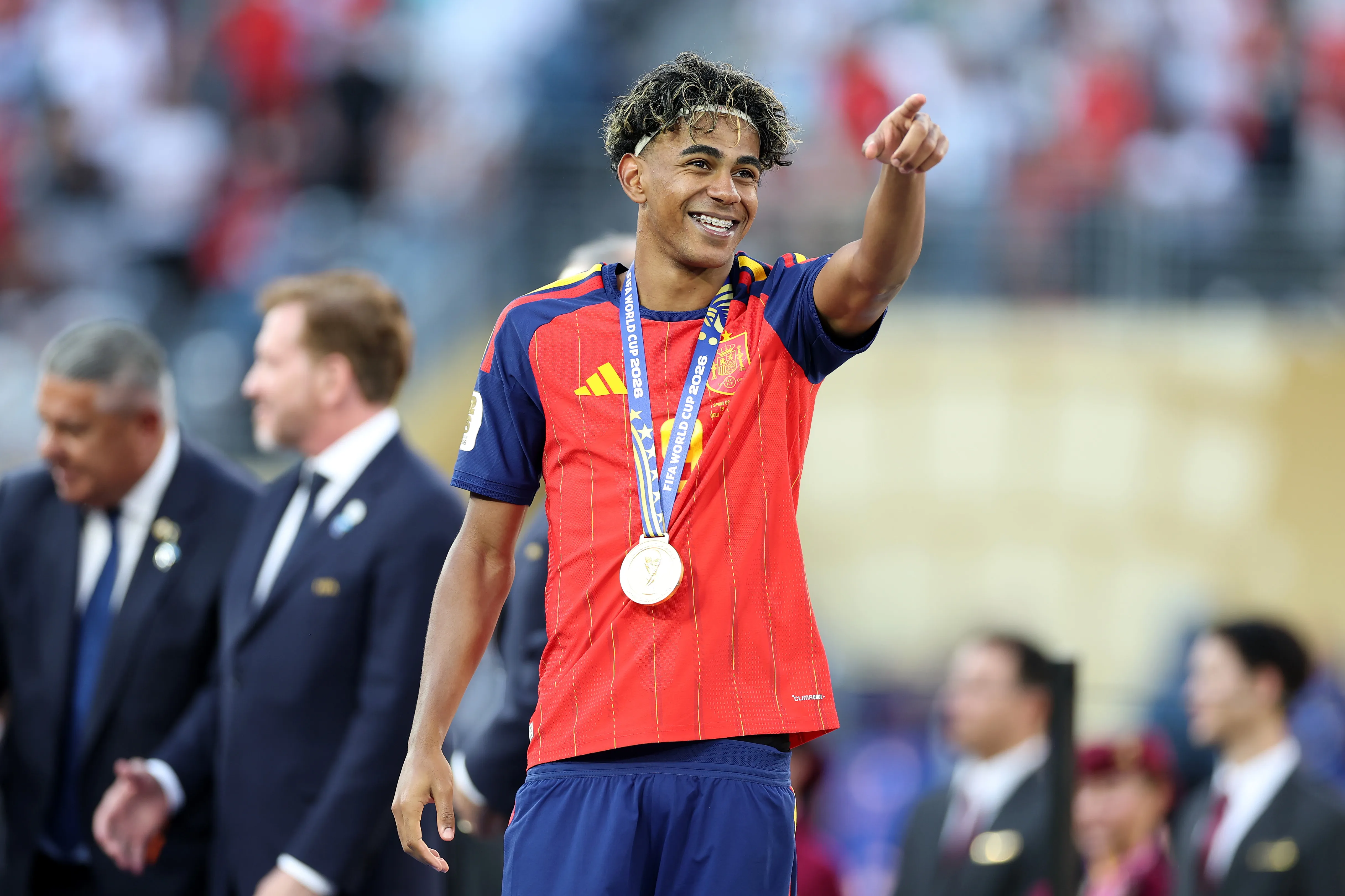 Lamine Yamal en los festejos de España (Getty Images)