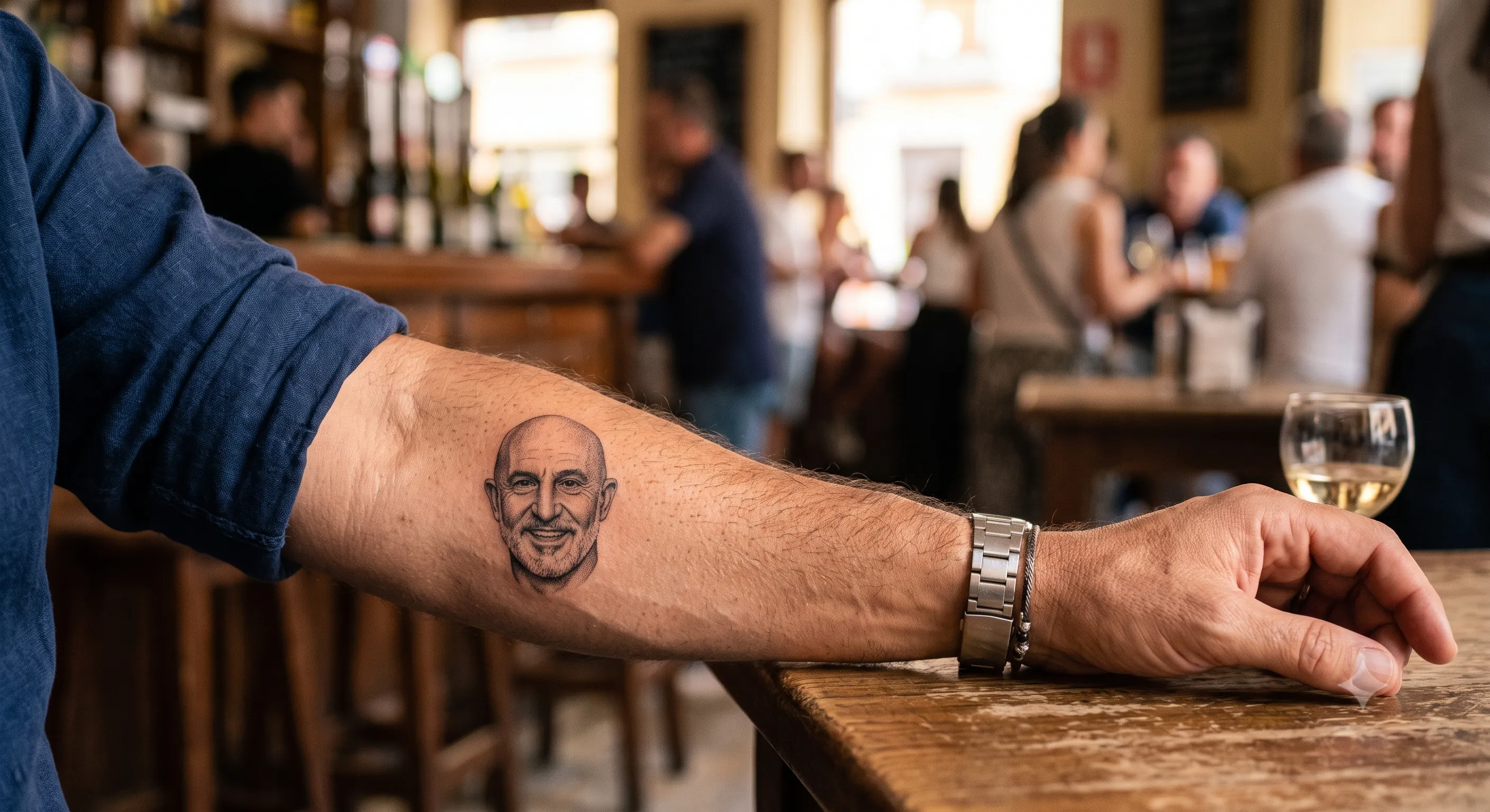 Así sería un tatuaje de la cara de Luis de la Fuente (Foto: IA Google Gemini)