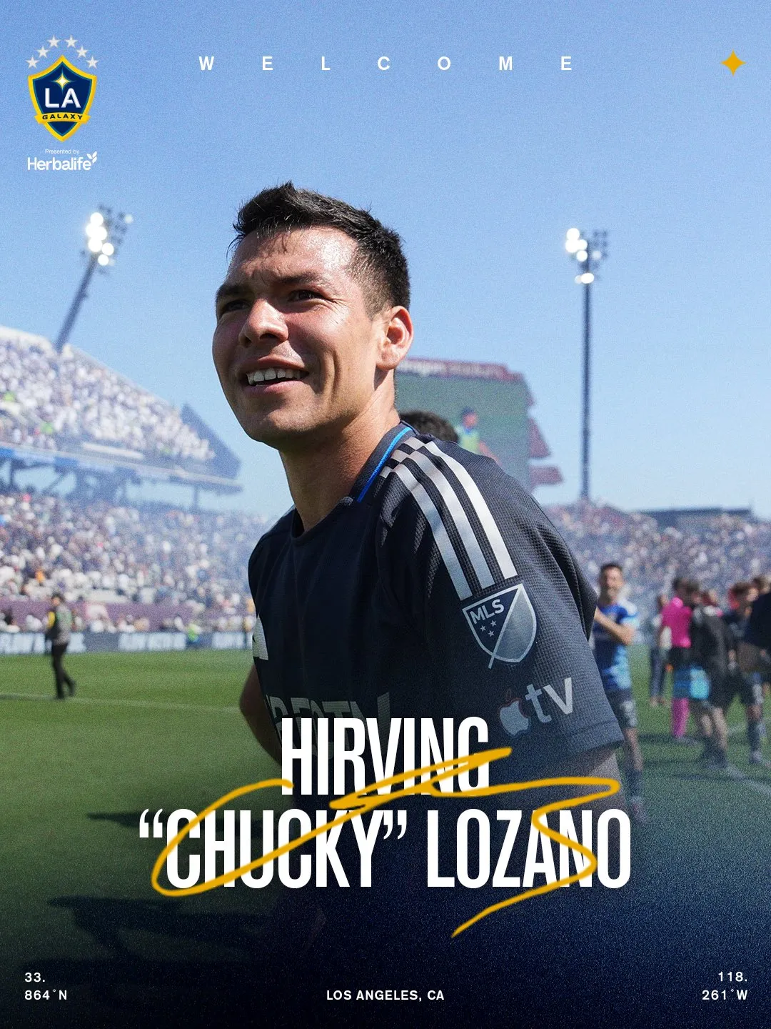 La foto con la que LA Galaxy anunció el fichaje de Hirving Lozano (@LAGalaxy)