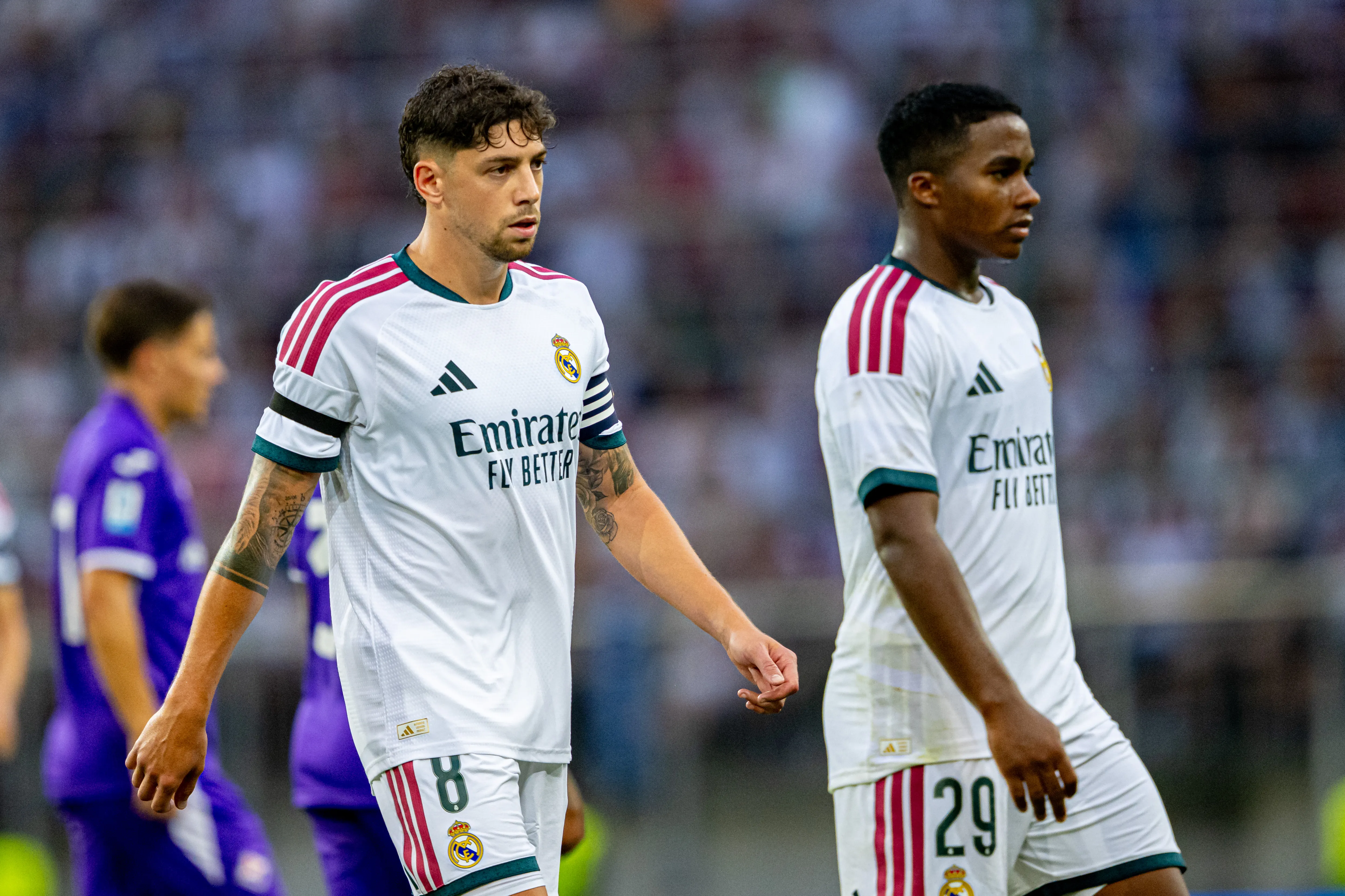Federico Valverde y Endrick en el amistoso entre Real Madrid y Fiorentina (Getty Images)