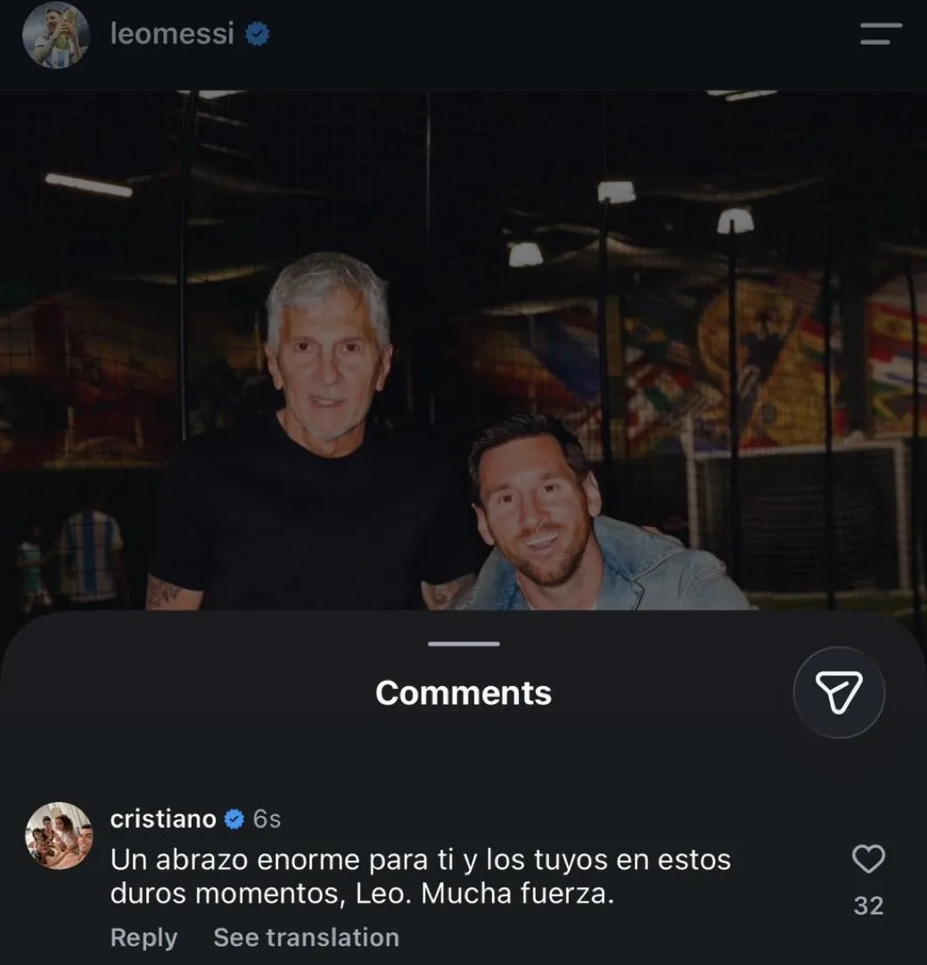 Cristiano Ronaldo le envió su apoyo a Lionel Messi. (GETTY IMAGES)
