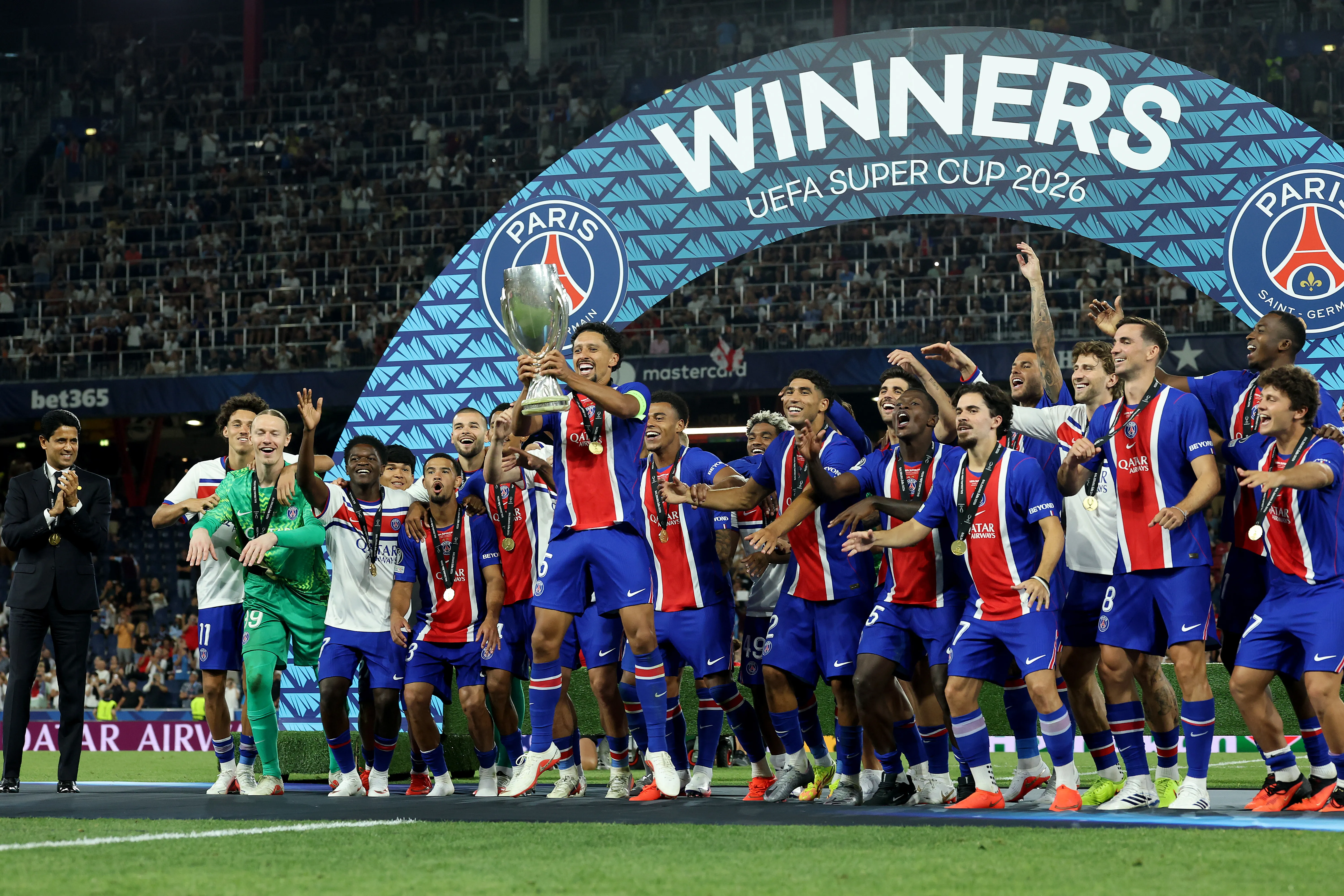PSG celebra la obtención de la Supercopa de Europa (Getty Images)