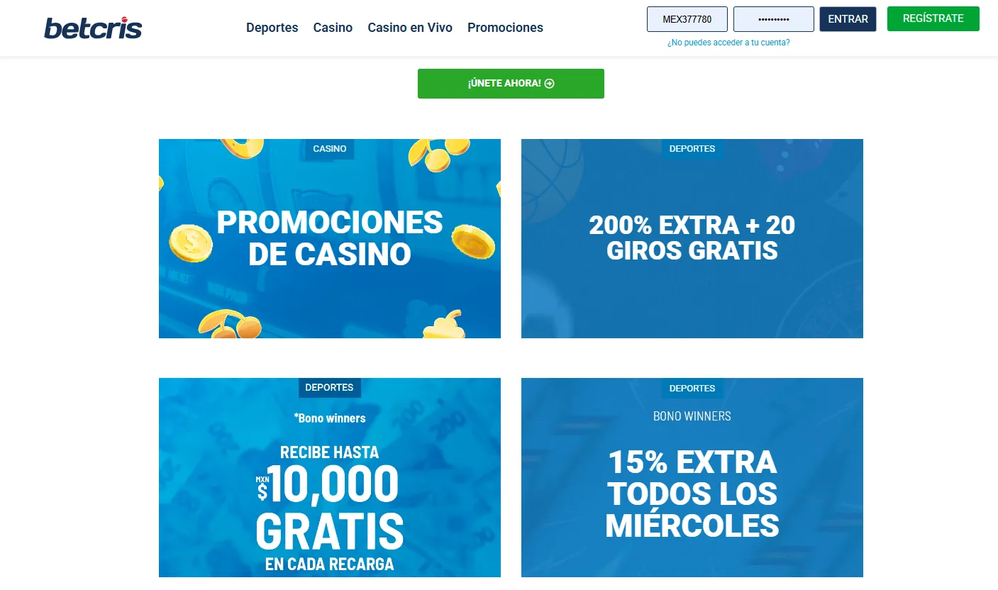 Betcris opiniones de las promociones vigentes para usuarios en México