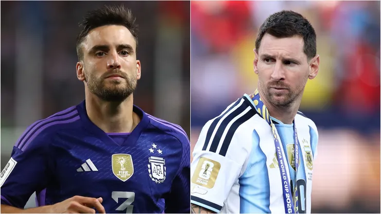 Nicolás Tagliafico y Lionel Messi de Argentina.