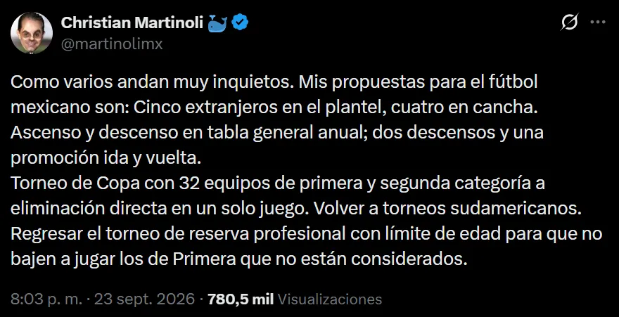 Christian Martinoli se expresó de forma contundente en sus redes sociales. (CAPTURA DE PANTALLA)