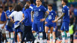 LONDON, ENGLAND - MAY 28: Enzo Fernandez of Chelsea acknowledges the fans after the draw during the Premier League match between Chelsea FC and Newcastle United at Stamford Bridge on May 28, 2023 in London, England. (Photo by Alex Davidson/Getty Images)