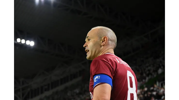 KOBE, JAPAN - MARCH 15: Andres Iniesta of Vissel Kobe is seen during the AFC Champions League qualifying playoff match between Vissel Kobe and Melbourne Victory at Noevir Stadium Kobe on March 15, 2022 in Kobe, Hyogo,Japan. (Photo by Masashi Hara/Getty Images)