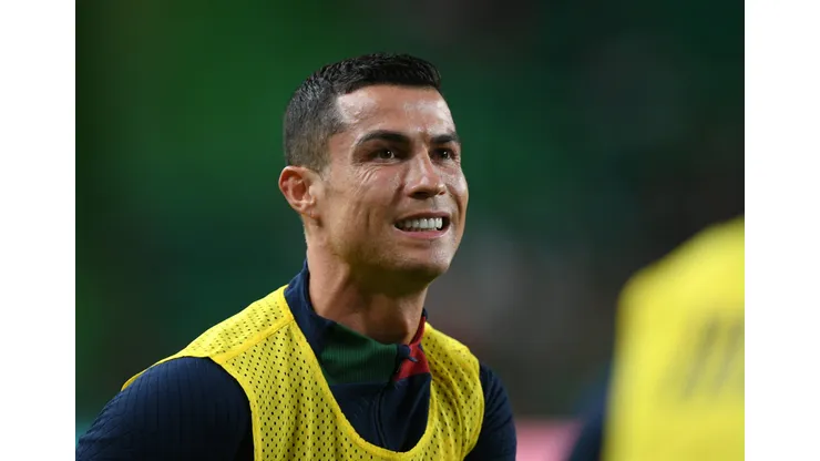 LISBON, PORTUGAL - MARCH 23: Cristiano Ronaldo of Portugal warms up prior to the UEFA EURO 2024 qualifying round group J match between Portugal and Liechtenstein at Estadio Jose Alvalade on March 23, 2023 in Lisbon, Portugal. (Photo by Octavio Passos/Getty Images)