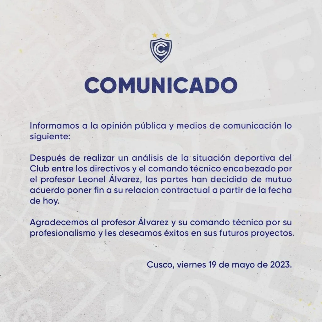 El comunicado oficial