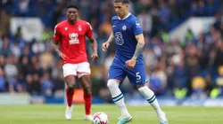LONDON, ENGLAND - MAY 13: Enzo Fernandez of Chelsea runs with the ball during the Premier League match between Chelsea FC and Nottingham Forest at Stamford Bridge on May 13, 2023 in London, England. (Photo by Julian Finney/Getty Images)