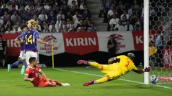 SUITA, JAPAN - JUNE 20: Junya Ito of Japan scores the team's third goal during the international friendly match between Japan and Peru at Panasonic Stadium Suita on June 20, 2023 in Suita, Osaka, Japan. (Photo by Koji Watanabe/Getty Images)