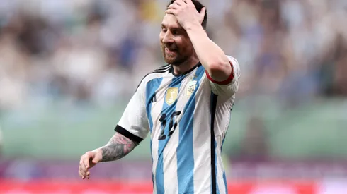 BEIJING, CHINA – JUNE 15: Lionel Messi of Argentina reacts during the international friendly match between Argentina and Australia at Workers Stadium on June 15, 2023 in Beijing, China. (Photo by Lintao Zhang/Getty Images)