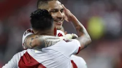 LIMA, PERU - OCTOBER 07: Christian Cueva of Peru celebrates with teammate Paolo Guerrero after scoring the first goal of his team during a match between Peru and Chile as part of South American Qualifiers for Qatar 2022 at Estadio Nacional on October 07, 2021 in Lima, Peru. (Photo by Paolo Aguilar-Pool/Getty Images)