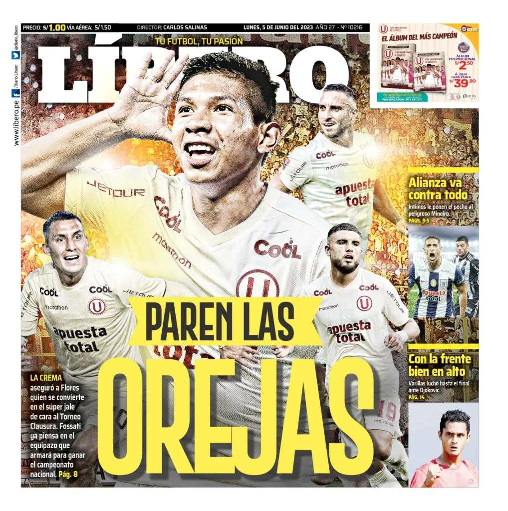 Flores se ganó la portada de Líbero.