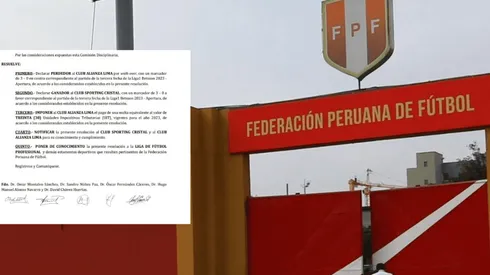 Federación Peruana de Fútbol oficializó el walkover contra Alianza Lima