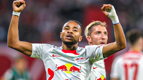 El francés Nkunku celebrando el primer tanto.