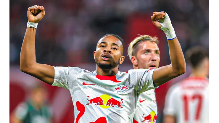 El francés Nkunku celebrando el primer tanto.
