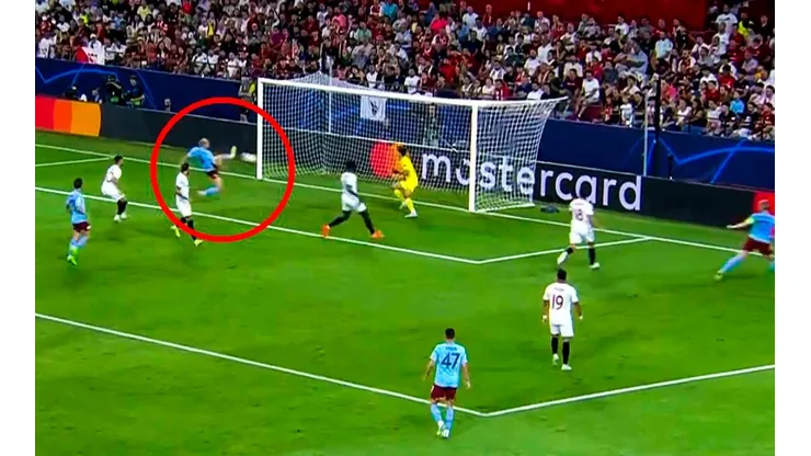 El golazo de Haaland para el 1-0 del City ante Sevilla por Champions. (Foto: Captura de pantalla)