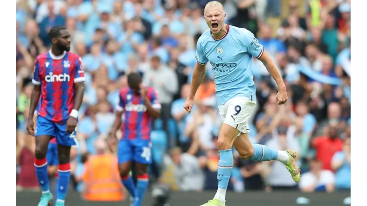 Erling Haaland marcó tres goles con la camiseta del City