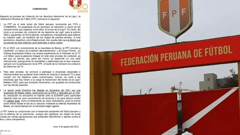 Federación Peruana de Fútbol informa sobre licitación de derechos televisivos