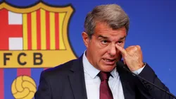 Conferencia de prensa del FC Barcelona, donde Laporta asegura que no hablará más de Messi. Foto: Infobae