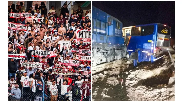 Tragedia en la carretera: bus que transportaba hinchas de Universitario se estrelló con un tren. (Foto: Twitter)