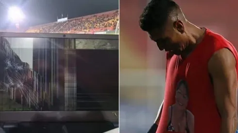 Así quedó el computador tras el festejo de Hurtado