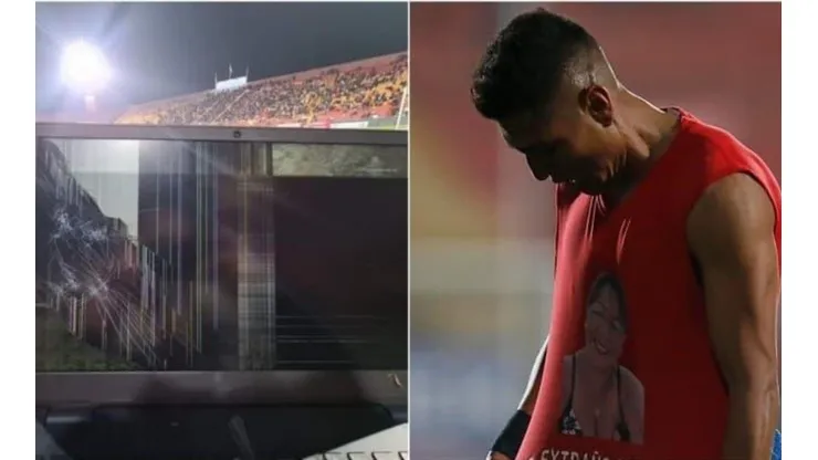 Así quedó el computador tras el festejo de Hurtado