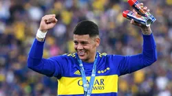 Rojo se mostró muy contento en el camarín de Boca