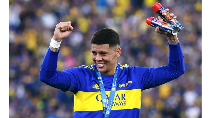 Rojo se mostró muy contento en el camarín de Boca