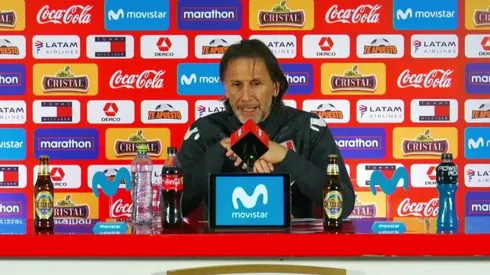 Ricardo Gareca brindo una conferencia de prensa este miércoles en la Videna. Foto: Movistar Deportes