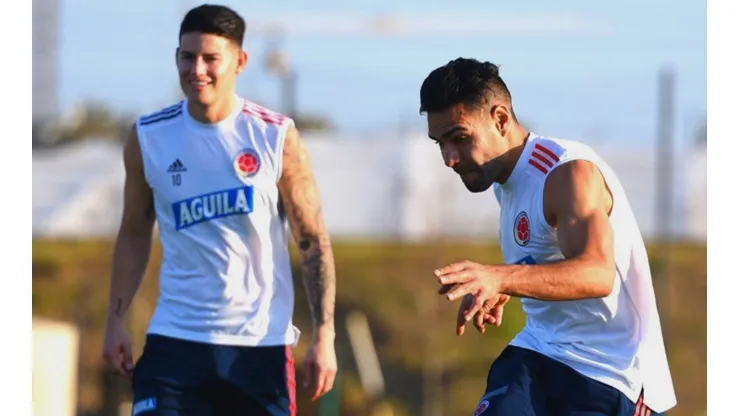 James Rodríguez y Radamel Falcao García en el posible once de Colombia ante Perú. (Foto: Twitter Selección Peruana)