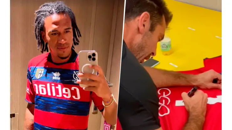 Gianluca Lapadula consiguió la camiseta de Gianluigi Buffon para Pedro Gallese