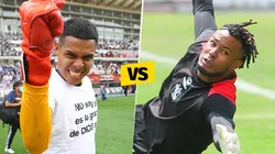 Ángelo Campos festejando el título de Alianza Lima (Foto: Liga de Fútbol Profesional) / Carlos Cáceda atajando para FBC Melgar. (Foto: Liga de Fútbol Profesional)