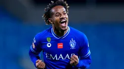 André Carrillo festejando su gol con el Al Hilal. (Foto: Twitter Al Hilal)