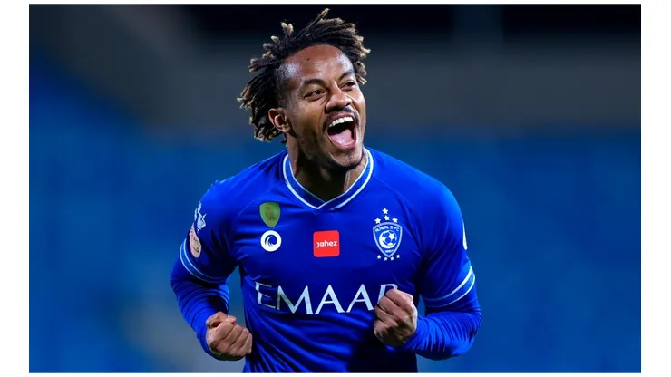 André Carrillo festejando su gol con el Al Hilal. (Foto: Twitter Al Hilal)
