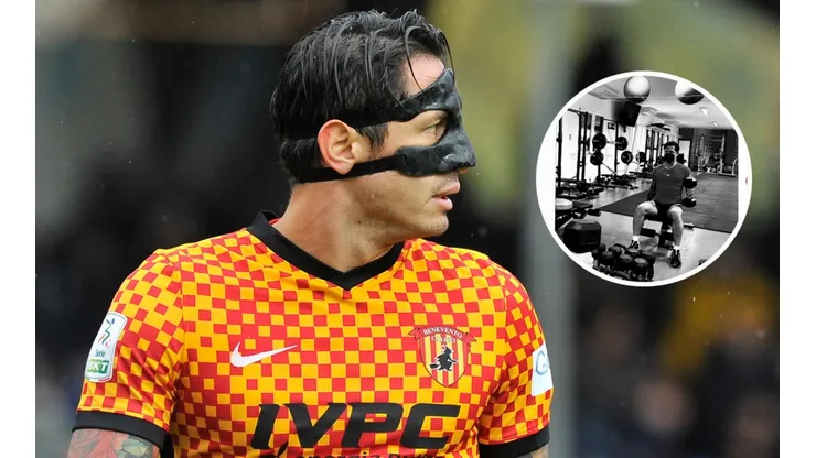 Lapadula jugando con el Benevento (Foto: Getty Images) / Lapadula entrenándose en Navidad (Foto: Instagram Gianluca Lapadula)