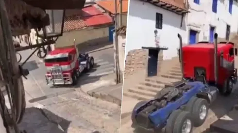Optimus Prime no pudo con una pendiente en Cusco.