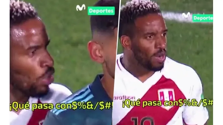 Jefferson Farfán encaró a Cristian Romero en el partido de las eliminatorias.