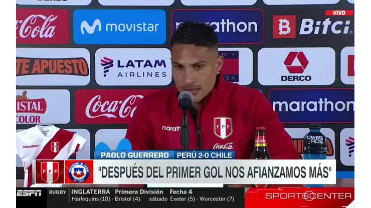 Paolo Guerrero jugó 60 minutos contra Chile.