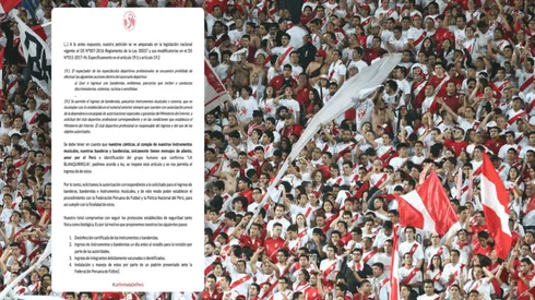 La barra oficial de la Selección Peruana realizó solicitud para el ingreso de banderolas e instrumentos